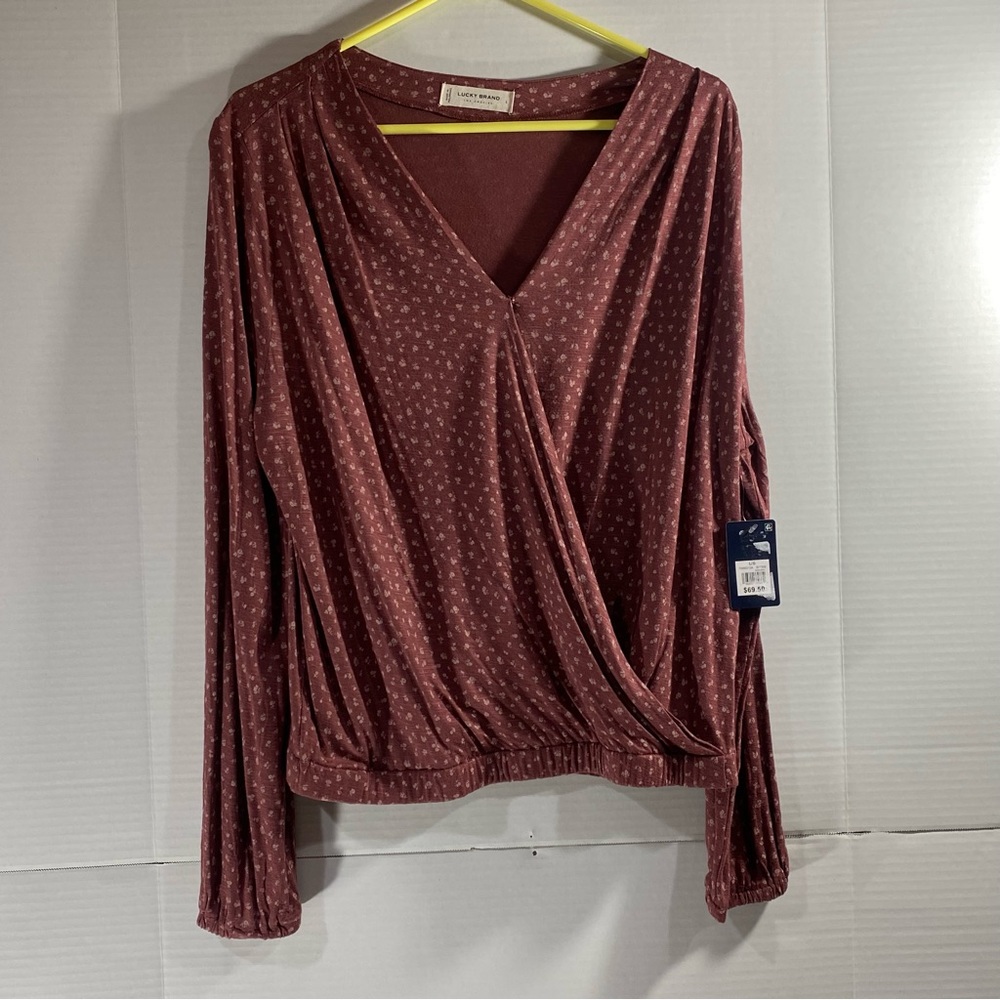 Lucky Brand Women’s large blouse Plum with flower pattern